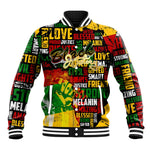 Black History Month Africa Baseball Jacket Strength Love and Justice Typography