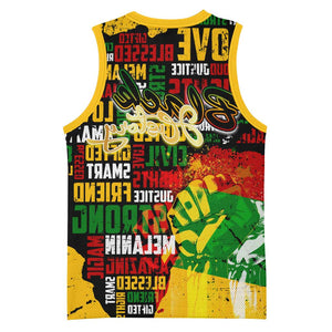 Black History Month Africa Basketball Jersey Strength Love and Justice Typography - African Pride