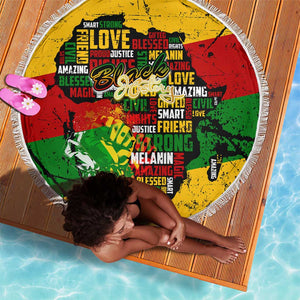 Black History Month Africa Beach Blanket Strength Love and Justice Typography