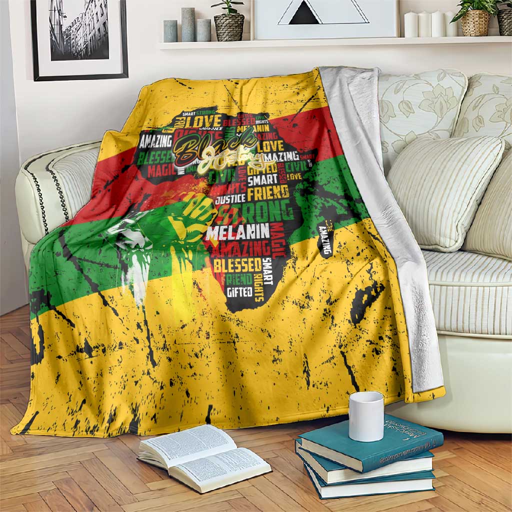 Black History Month Africa Blanket Strength Love and Justice Typography