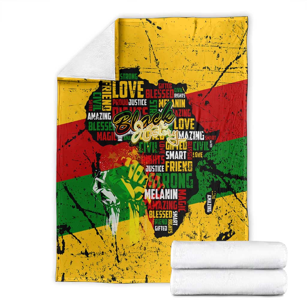 Black History Month Africa Blanket Strength Love and Justice Typography