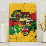 Black History Month Africa Canvas Wall Art Strength Love and Justice Typography