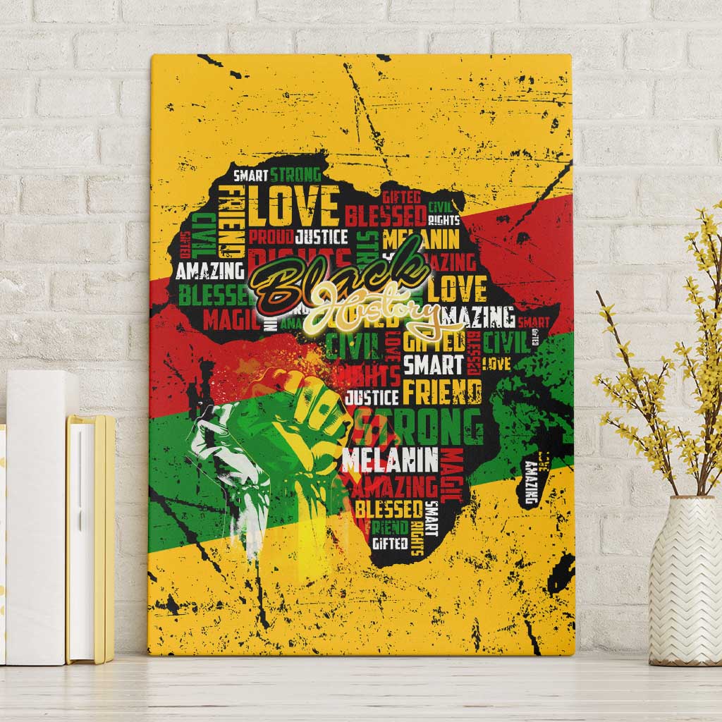 Black History Month Africa Canvas Wall Art Strength Love and Justice Typography