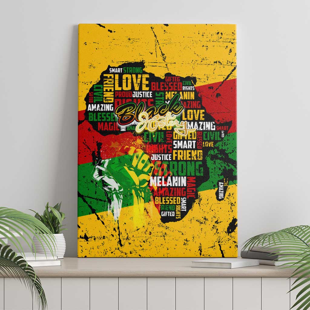 Black History Month Africa Canvas Wall Art Strength Love and Justice Typography
