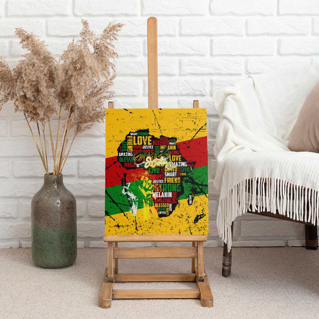 Black History Month Africa Canvas Wall Art Strength Love and Justice Typography