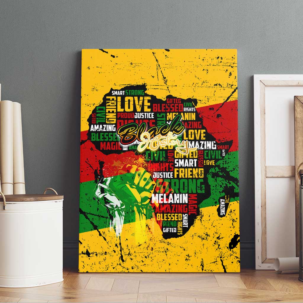 Black History Month Africa Canvas Wall Art Strength Love and Justice Typography