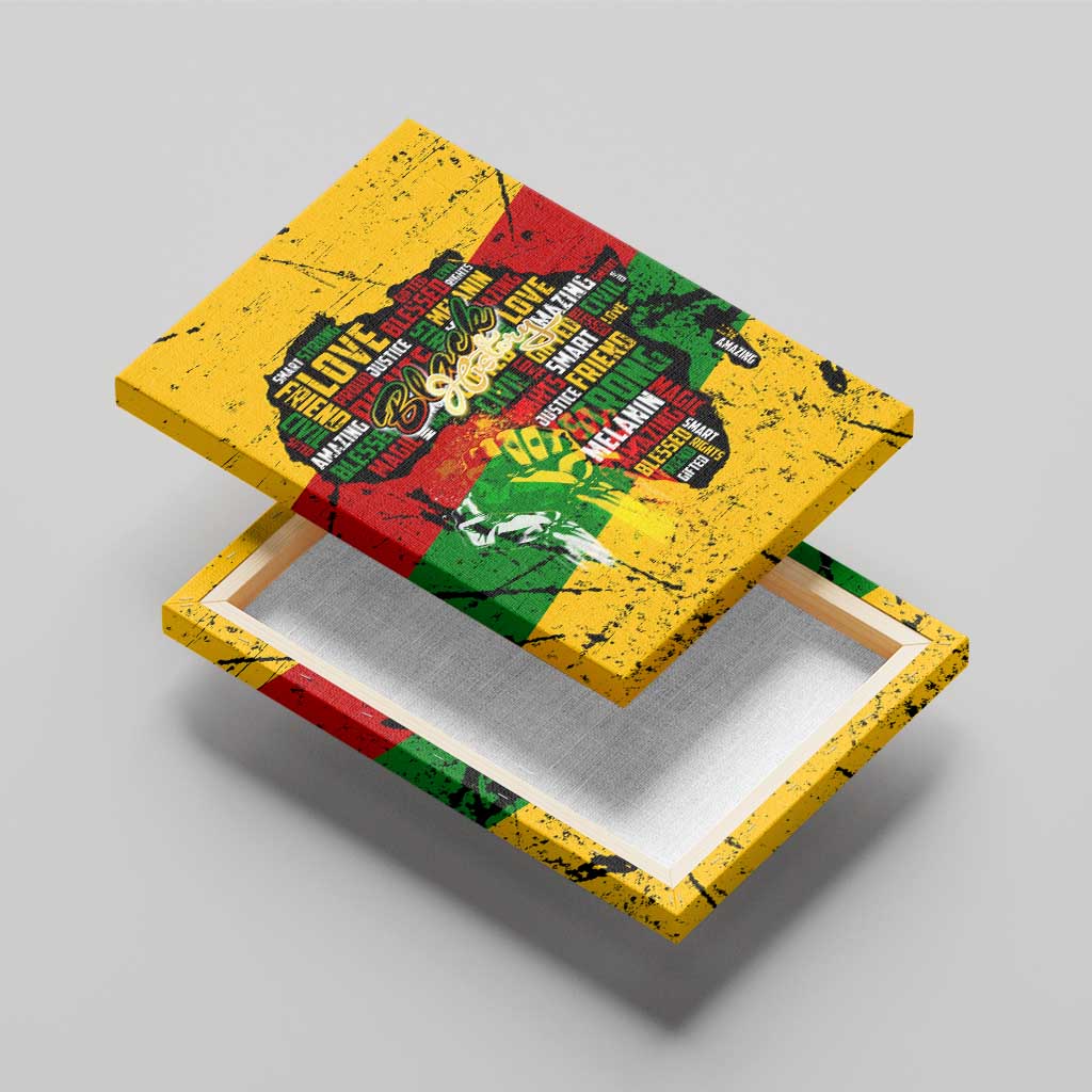Black History Month Africa Canvas Wall Art Strength Love and Justice Typography