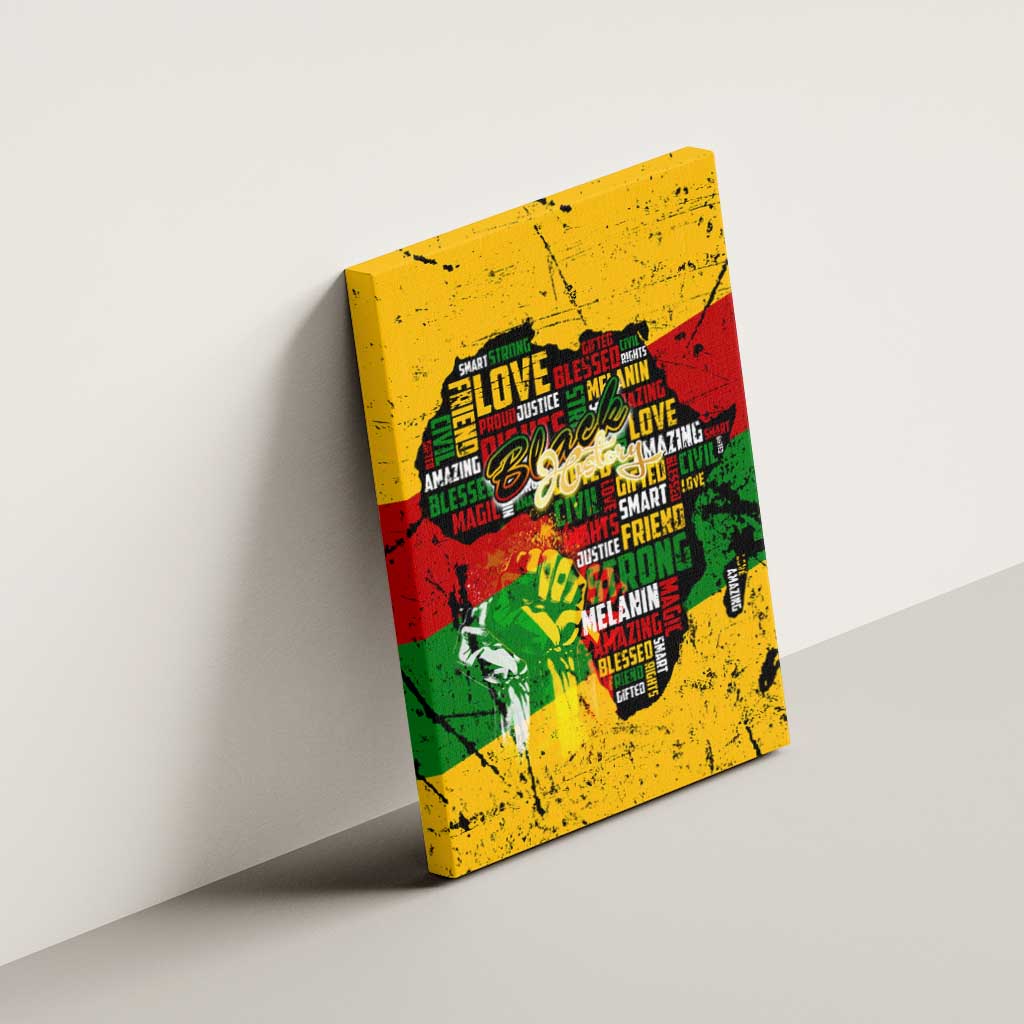 Black History Month Africa Canvas Wall Art Strength Love and Justice Typography