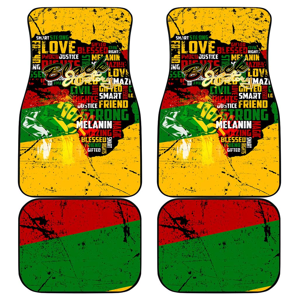 Black History Month Africa Car Mats Strength Love and Justice Typography