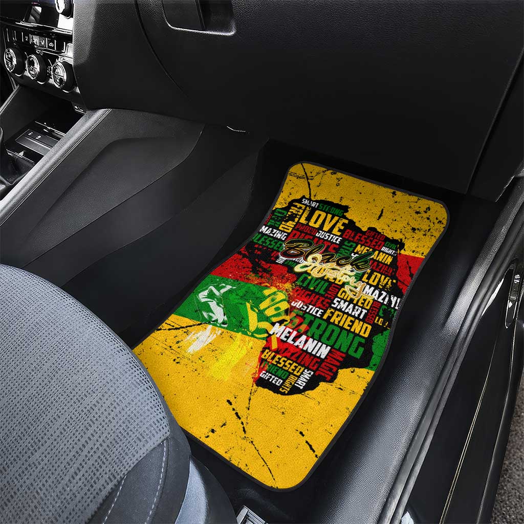 Black History Month Africa Car Mats Strength Love and Justice Typography