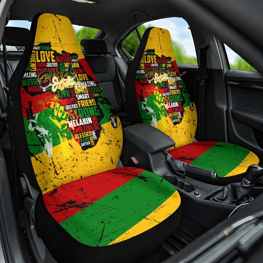 Black History Month Africa Car Seat Cover Strength Love and Justice Typography