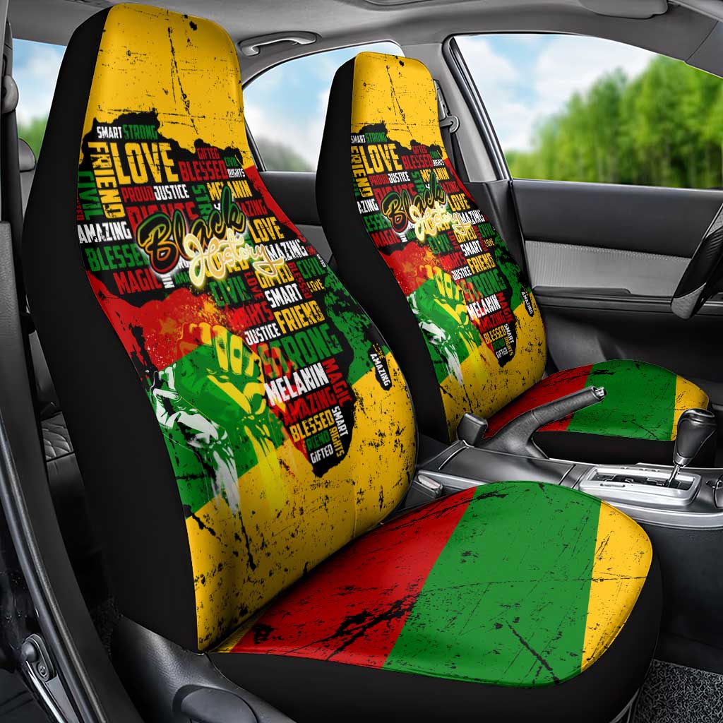 Black History Month Africa Car Seat Cover Strength Love and Justice Typography