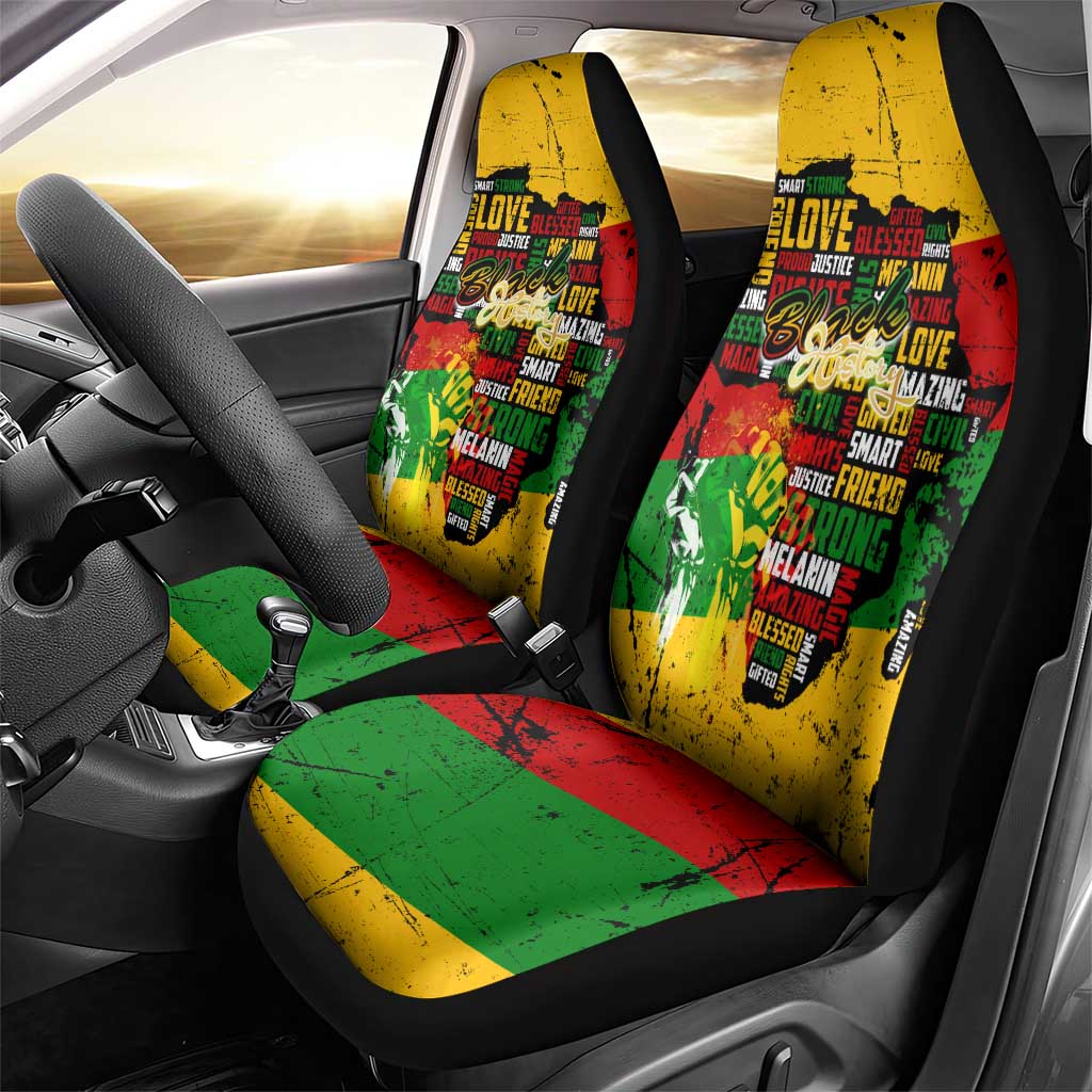 Black History Month Africa Car Seat Cover Strength Love and Justice Typography