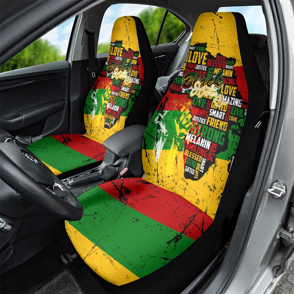 Black History Month Africa Car Seat Cover Strength Love and Justice Typography