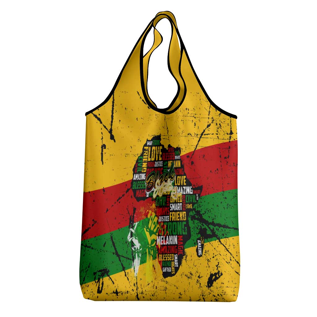 Black History Month Africa Grocery Bag Strength Love and Justice Typography