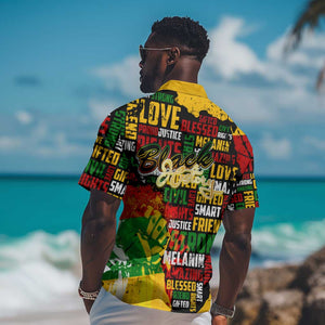 Black History Month Africa Hawaiian Shirt Strength Love and Justice Typography