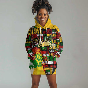 Black History Month Africa Hoodie Dress Strength Love and Justice Typography