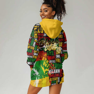 Black History Month Africa Hoodie Dress Strength Love and Justice Typography