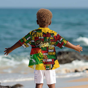 Black History Month Africa Kid Hawaiian Shirt Strength Love and Justice Typography