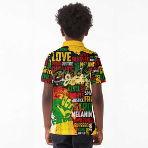 Black History Month Africa Kid Polo Shirt Strength Love and Justice Typography