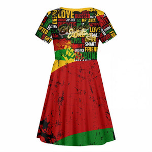 Black History Month Africa Kid Short Sleeve Dress Strength Love and Justice Typography