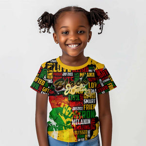 Black History Month Africa Kid T shirt Strength Love and Justice Typography