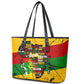 Black History Month Africa Leather Tote Bag Strength Love and Justice Typography