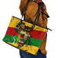 Black History Month Africa Leather Tote Bag Strength Love and Justice Typography