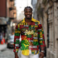 Black History Month Africa Long Sleeve Button Shirt Strength Love and Justice Typography