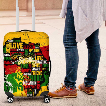 Black History Month Africa Luggage Cover Strength Love and Justice Typography