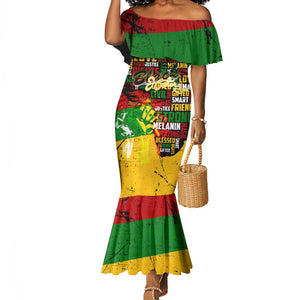 Black History Month Africa Mermaid Dress Strength Love and Justice Typography