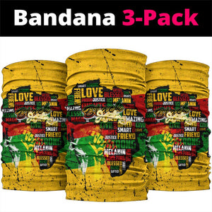 Black History Month Africa Neck Gaiter Strength Love and Justice Typography DT02