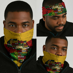 Black History Month Africa Neck Gaiter Strength Love and Justice Typography DT02