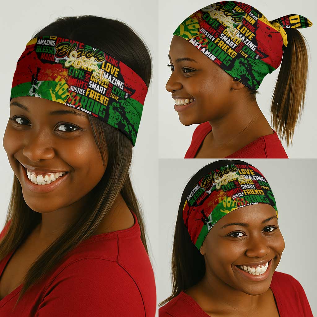 Black History Month Africa Neck Gaiter Strength Love and Justice Typography DT02