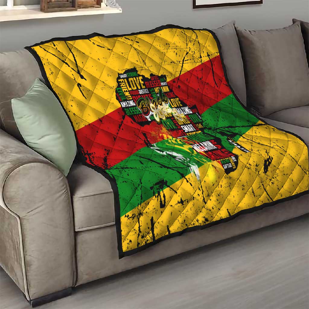 Black History Month Africa Quilt Strength Love and Justice Typography