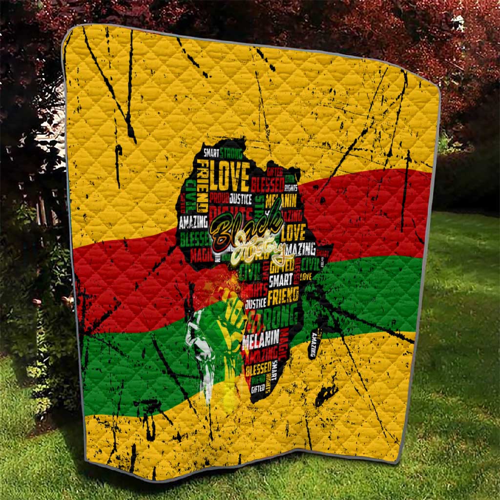 Black History Month Africa Quilt Strength Love and Justice Typography