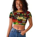 Black History Month Africa Raglan Cropped T shirt Strength Love and Justice Typography