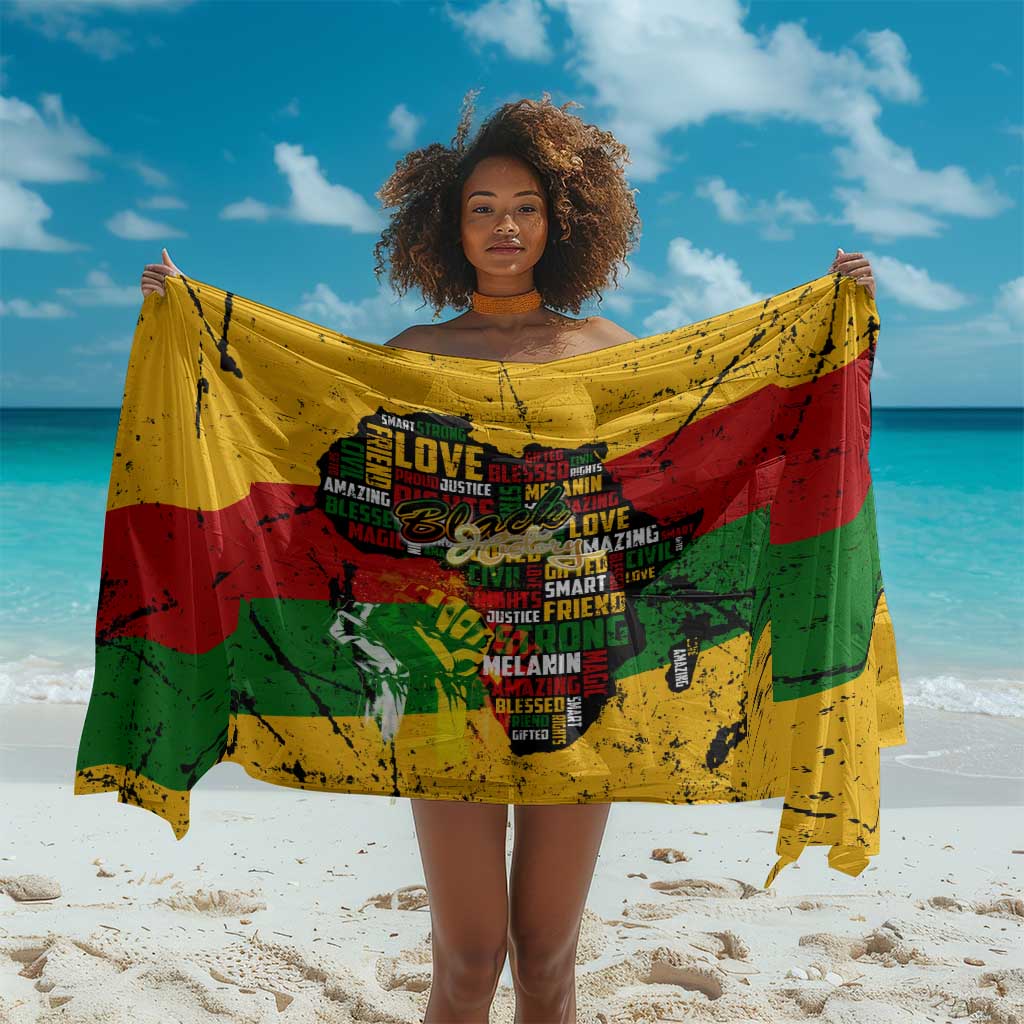 Black History Month Africa Sarong Strength Love and Justice Typography