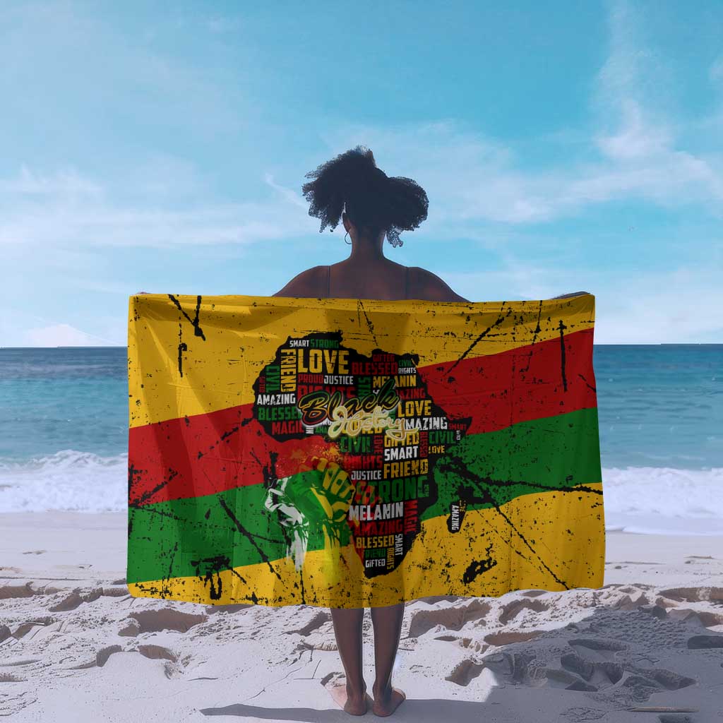Black History Month Africa Sarong Strength Love and Justice Typography