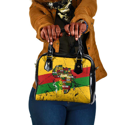 Black History Month Africa Shoulder Handbag Strength Love and Justice Typography