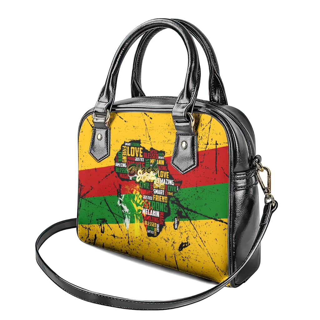 Black History Month Africa Shoulder Handbag Strength Love and Justice Typography