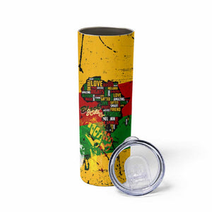 Black History Month Africa Skinny Tumbler Strength Love and Justice Typography