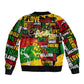 Black History Month Africa Sleeve Zip Bomber Jacket Strength Love and Justice Typography