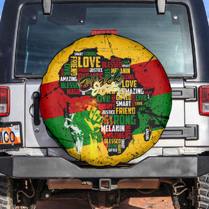 Black History Month Africa Spare Tire Cover Strength Love and Justice Typography