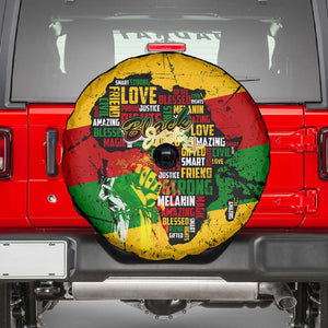 Black History Month Africa Spare Tire Cover Strength Love and Justice Typography