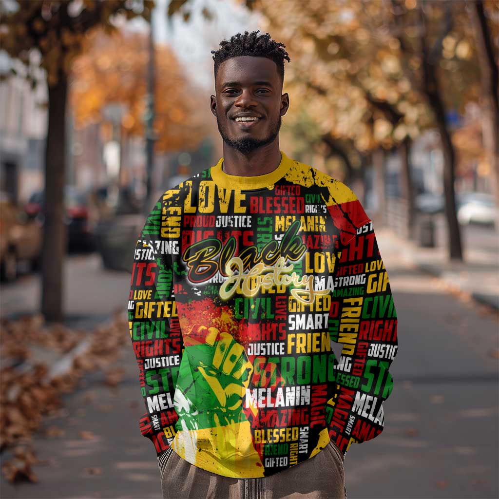 Black History Month Africa Sweatshirt Strength Love and Justice Typography