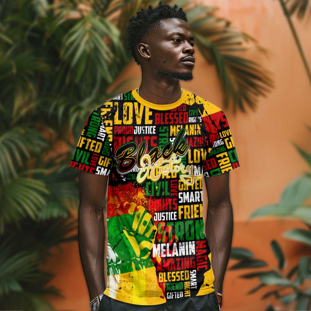 Black History Month Africa T shirt Strength Love and Justice Typography
