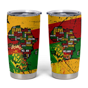 Black History Month Africa Tumbler Cup Strength Love and Justice Typography