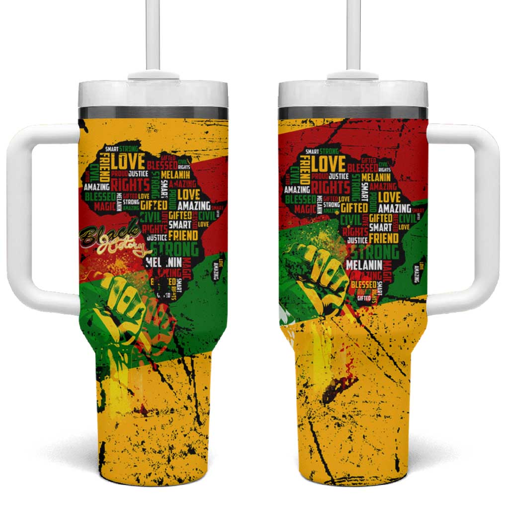 Black History Month Africa Tumbler With Handle Strength Love and Justice Typography