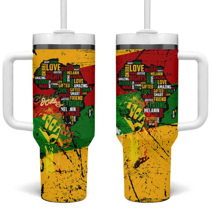 Black History Month Africa Tumbler With Handle Strength Love and Justice Typography